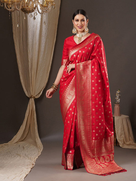 Anouk Floral Zari Banarasi Saree | Swadesiicart