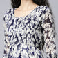 Souchii Floral Printed Chiffon Empire Midi Dress - Swadesiicart