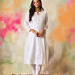 HOUSE OF KARI Notched Neck Ethnic Motifs Embroidered Chikankari Cotton Kurta | Swadesiicart