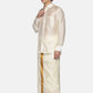 Sethukrishna Men Cream-Colored & Golden Solid Veshti | Swadesiicart