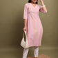 Vishudh Striped V-Neck Cotton Kurta - Swadesiicart