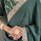 Vastranavya Sea Green Georgette Silk Swarovski & Heavy Lace Work Ready to Wear Saree | Swadesiicart