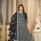 Jyoti Fashion Women's Black Net Embroidered Anarkali Kurta Pant Set With Dupatta | Swadesiicart