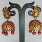 Terracotta Peacock Stud Ethnic Jhumkas-Gold Red | Swadesiicart