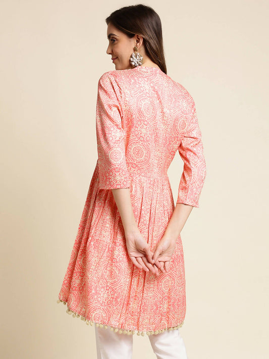 Peach Chiffon Paisley Printed Top - Himanshi - Swadesiicart