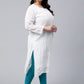 ADA Women Plus Size White Ethnic Motifs Chikankari Embroidered Georgette Handloom Kurta With Slip | Swadesiicart