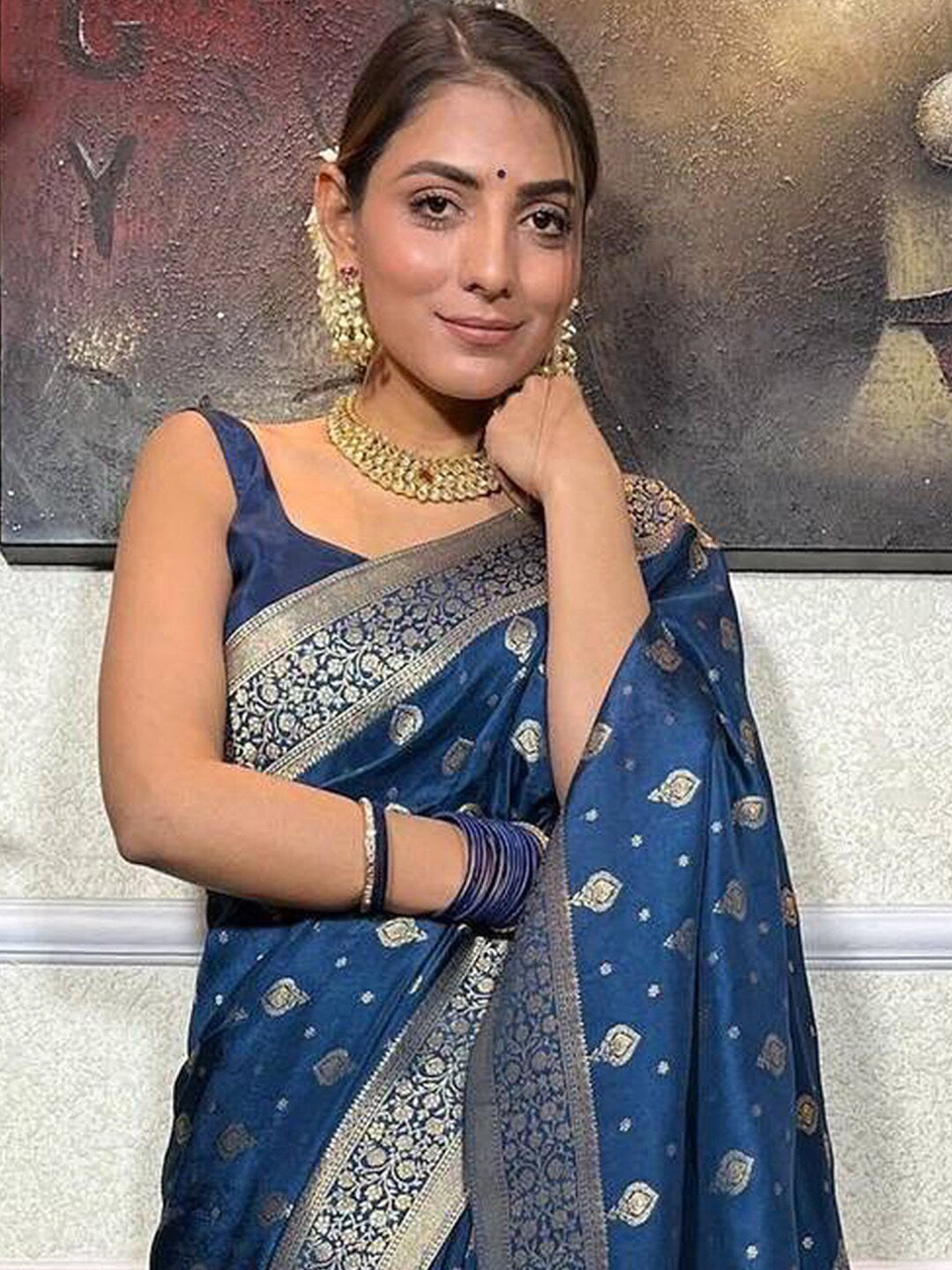 Kalini Ethnic Motifs Woven Design Zari Detailed Banarasi Saree | Swadesiicart