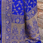 Joban Fashion Violet Crepe Chiffon Pure Handloom Banarasi Silk Saree | Swadesiicart
