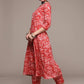 Anubhutee Red Floral Printed Pure Cotton Kurta with Trousers & With Dupatta | Swadesiicart