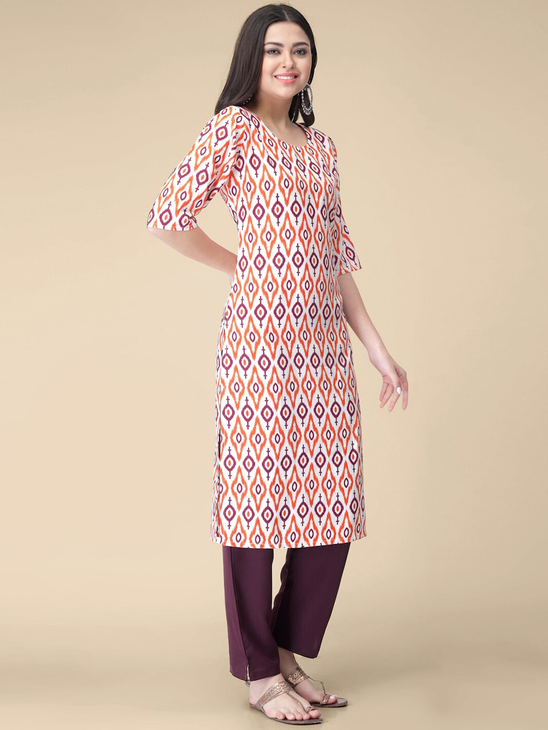 Kalini Geometric Printed Printed Regular Kurta with Trousers - Swadesiicart