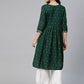 Kalini Ethnic Motifs Printed High Slit Mirror Work Kurta - Swadesiicart