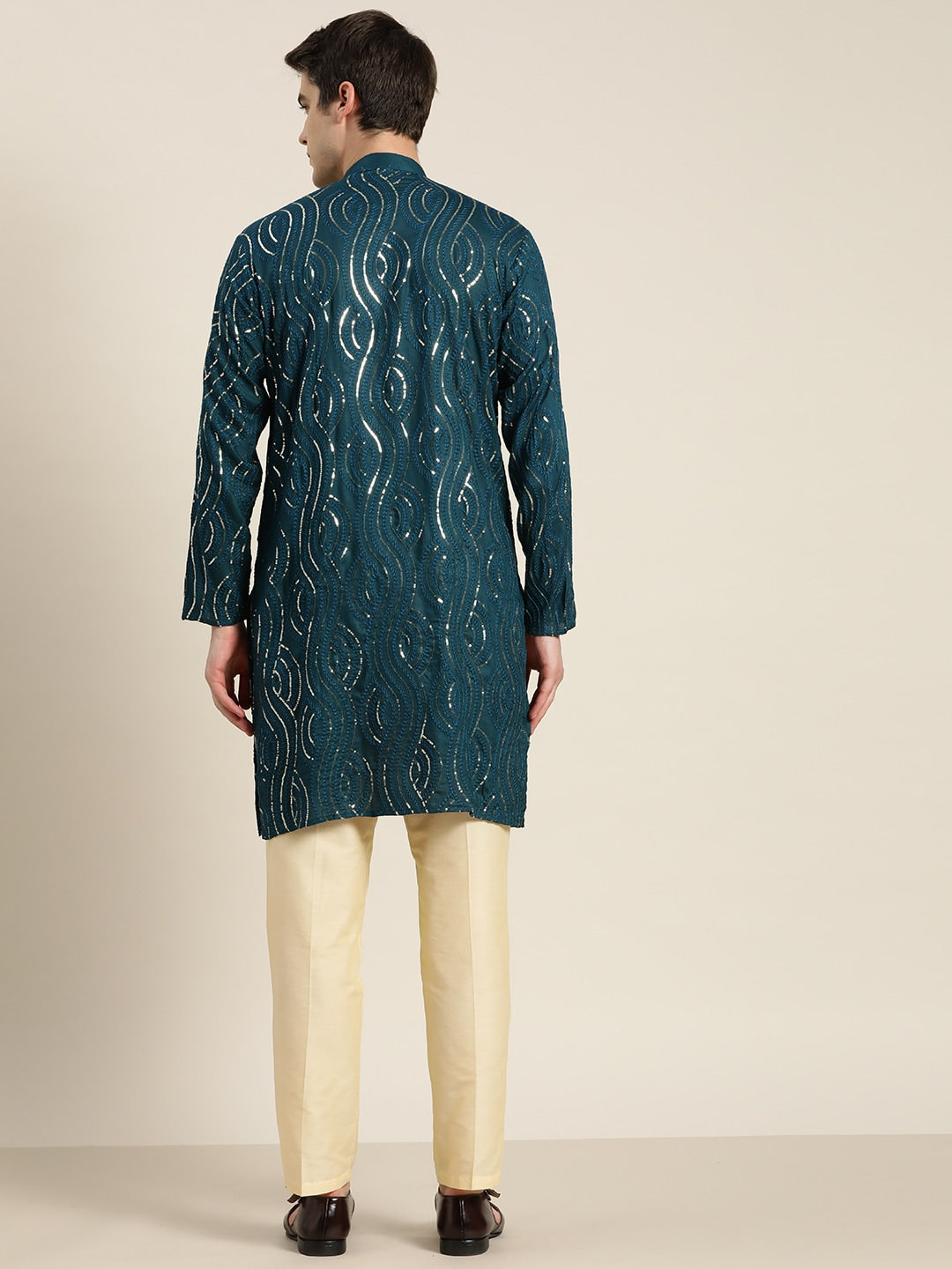 Sojanya Men Quirky Embroidered Sequinned Kurta | Swadesiicart