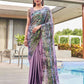 Tikhi Imli Mauve Abstract Printed Satin Half and Half Saree | Swadesiicart