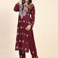 HOUSE OF KARI Floral Embroidered Chikankari Pure Cotton Straight Kurta With Trousers | Swadesiicart