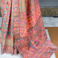 Mitera Peach-Coloured & Blue Woven Design Silk Blend Banarasi Saree | Swadesiicart