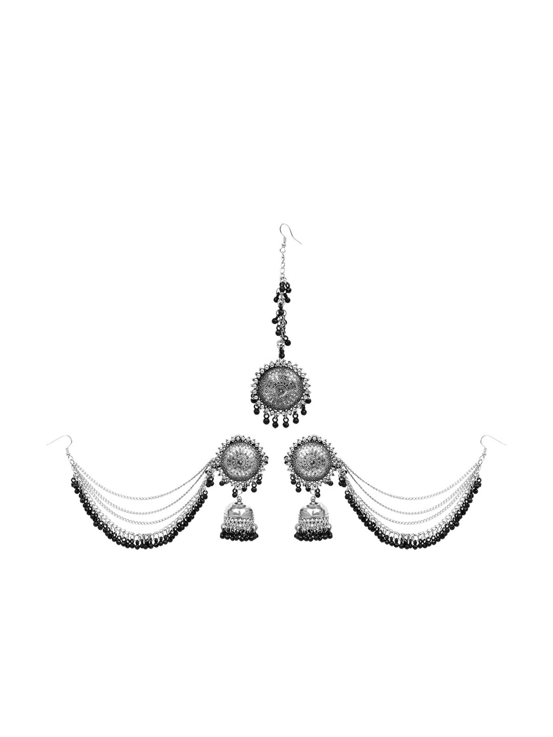 Cardinal Black Oxidised Maang Tikka Set | Swadesiicart