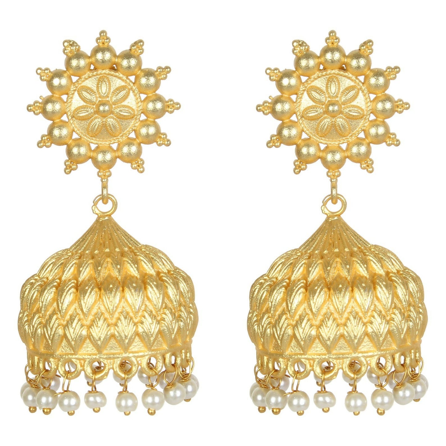 Joban Fashion Women Matte Gold Brass Jhumka | Swadesiicart