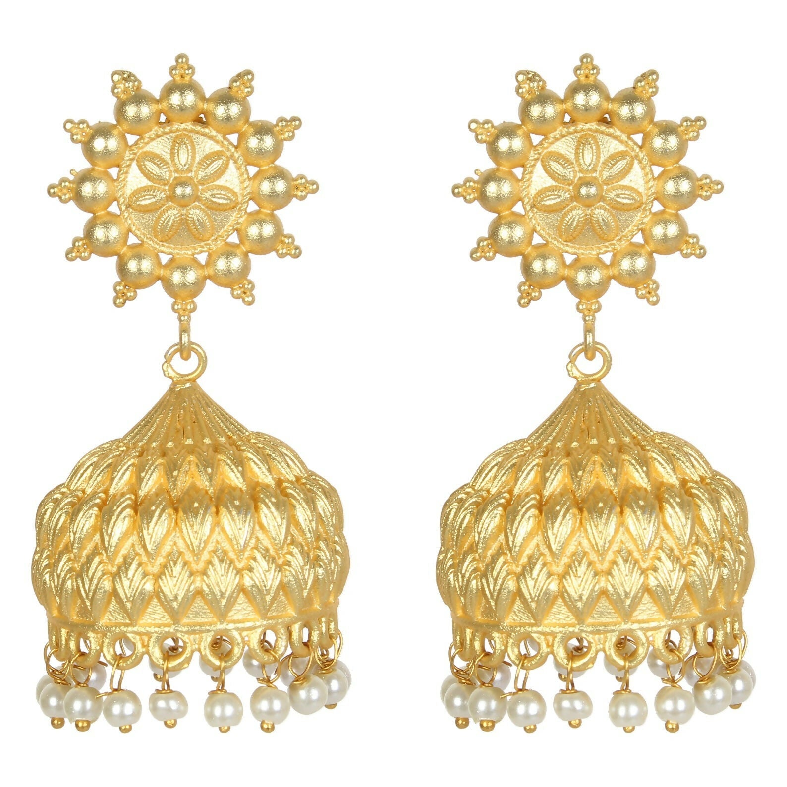 Joban Fashion Women Matte Gold Brass Jhumka | Swadesiicart