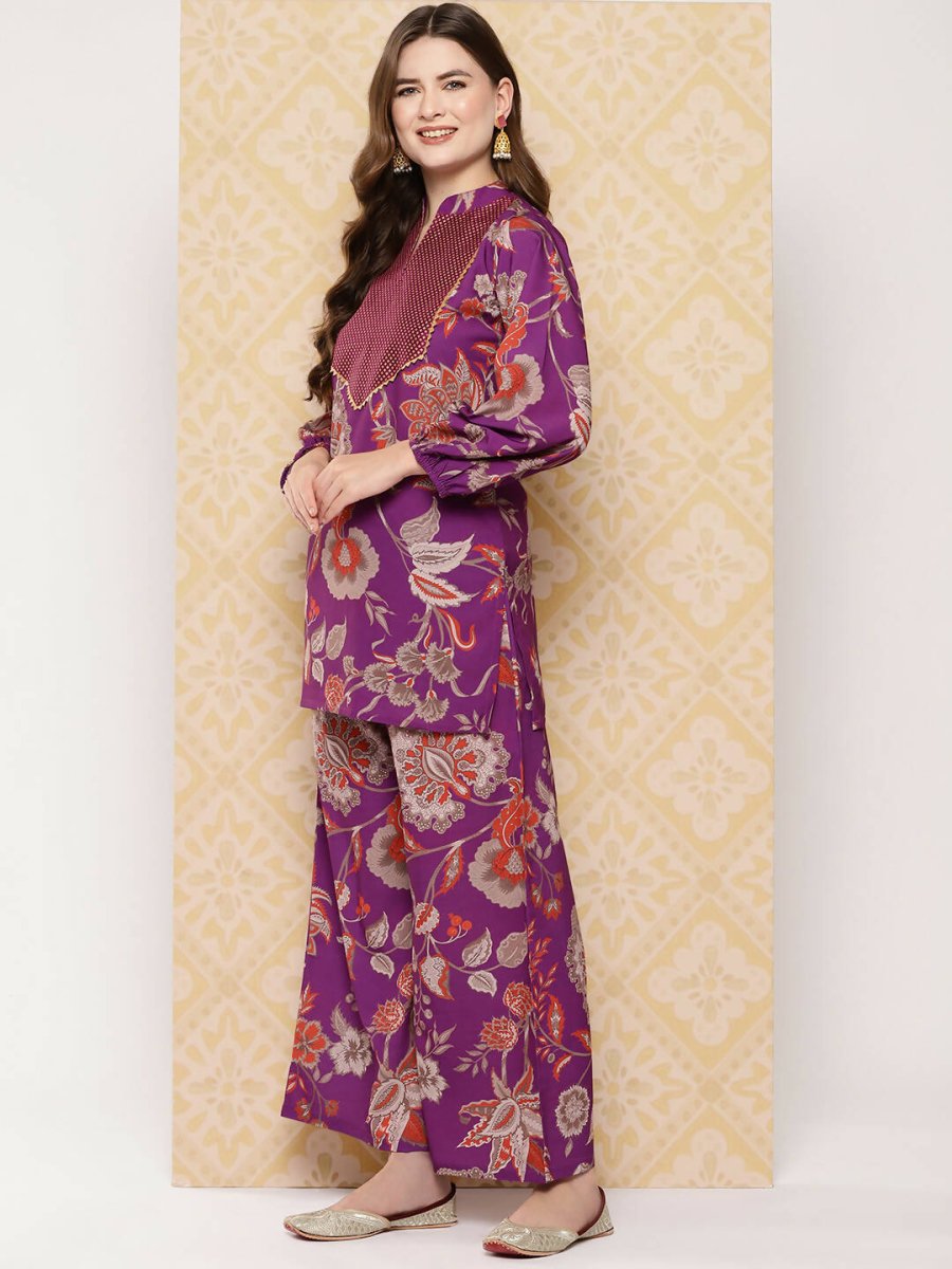 Ahalyaa Women's Traditional Wear Co-ods - Purple | Swadesiicart