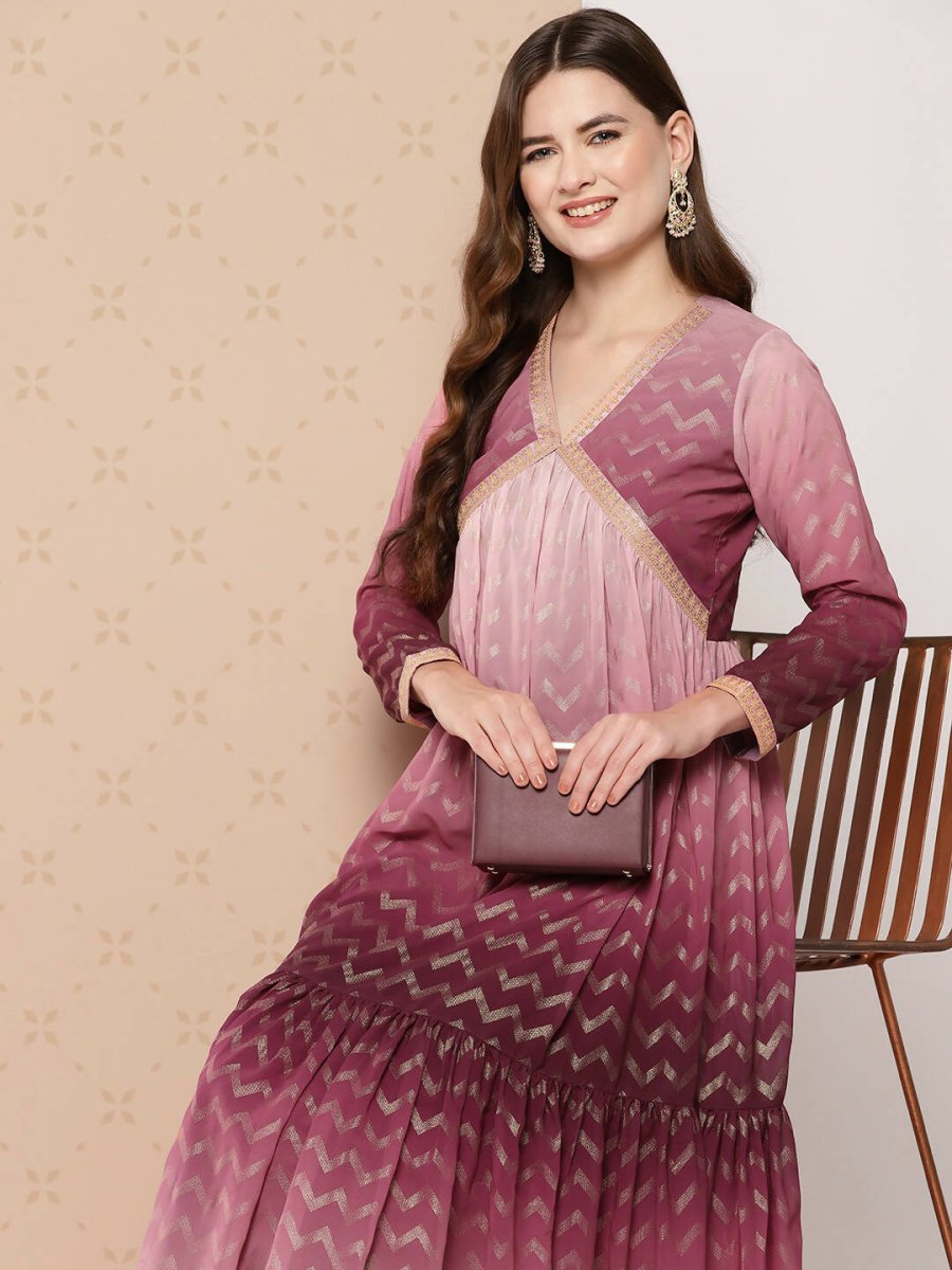 Ahalyaa Women's Traditional wear Ethnic Dress - Burgundy | Swadesiicart