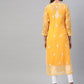 ADA Women Mustard & White Chikankari Embroidered Sustainable Kurta with Trousers & Inner | Swadesiicart