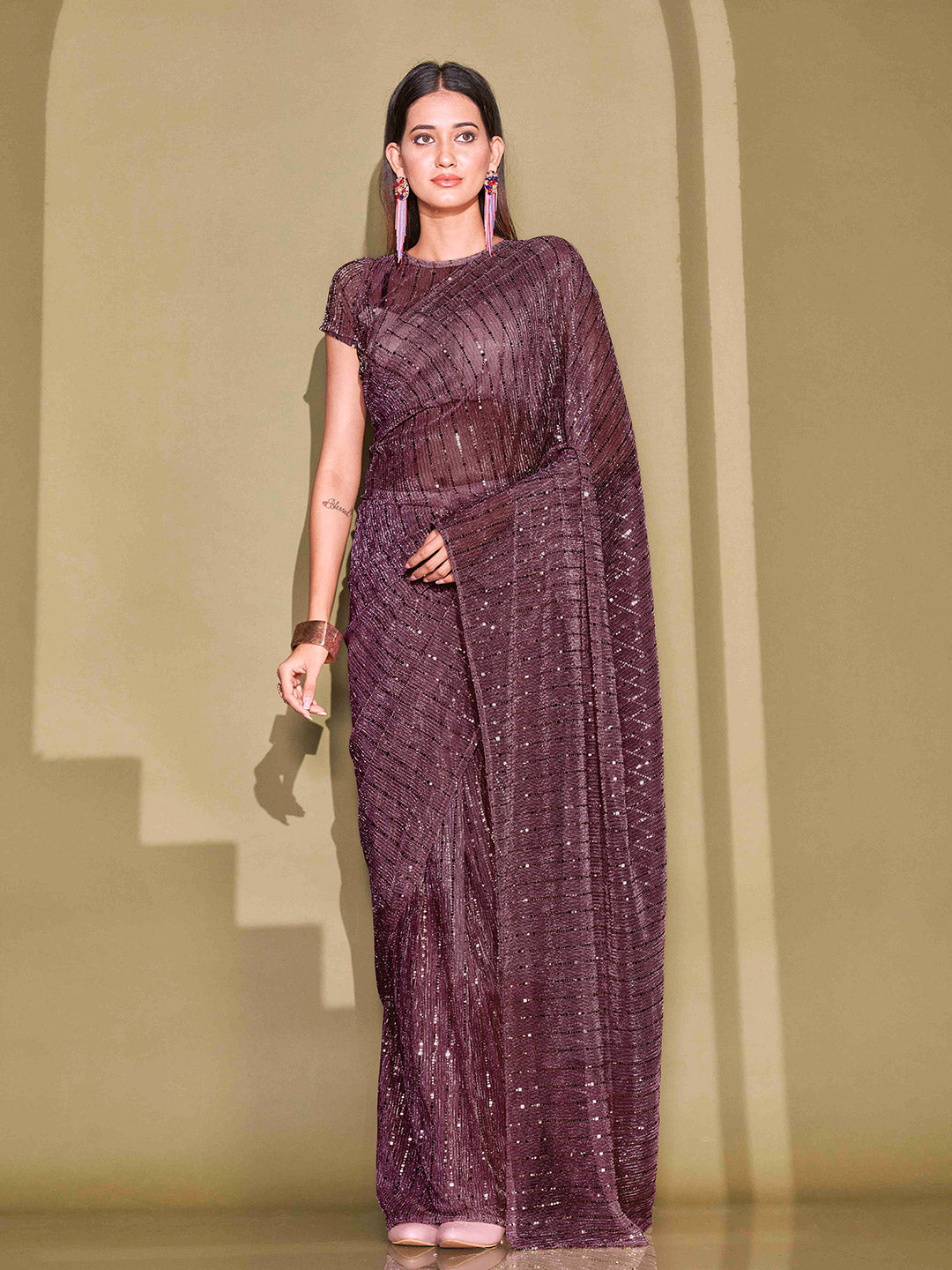 Tikhi Imli Sequinned Embellished Saree | Swadesiicart