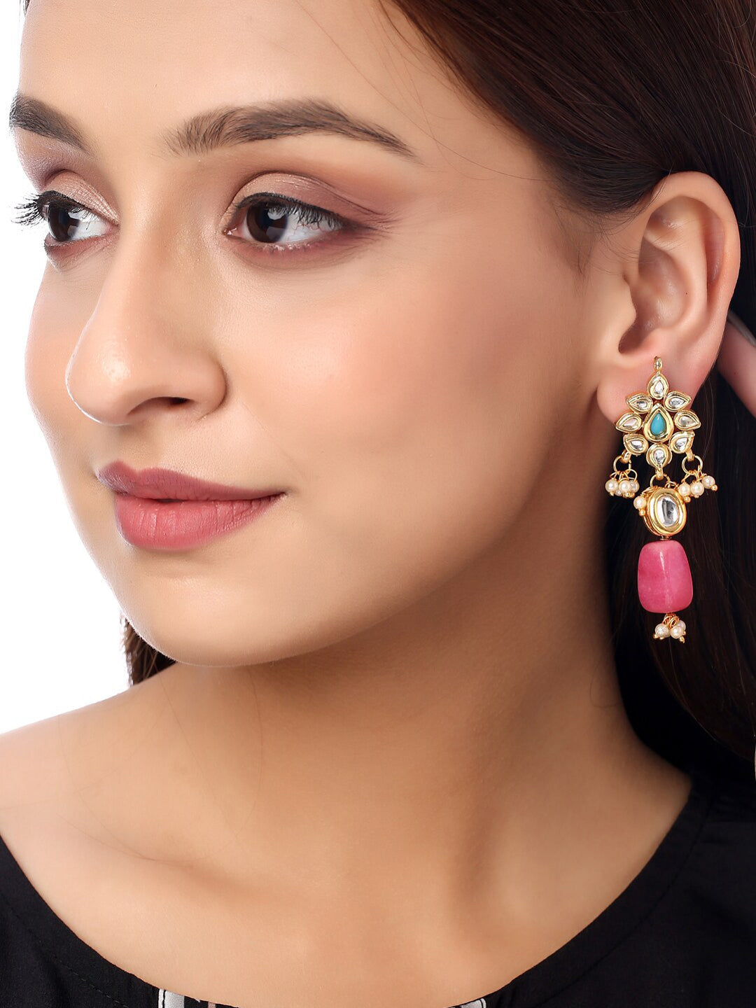 Shoshaa Gold Contemporary Drop Earrings | Swadesiicart