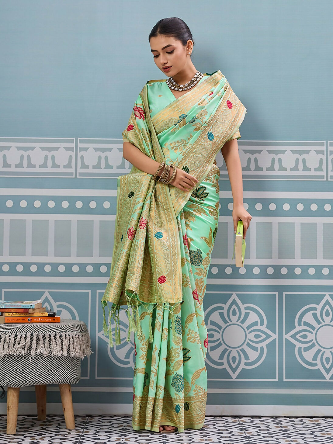 Shree Shyam Fashion Pista Silk Saree