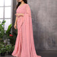 Aafreen Partywear Designer Pink Georgette Fancy Saree