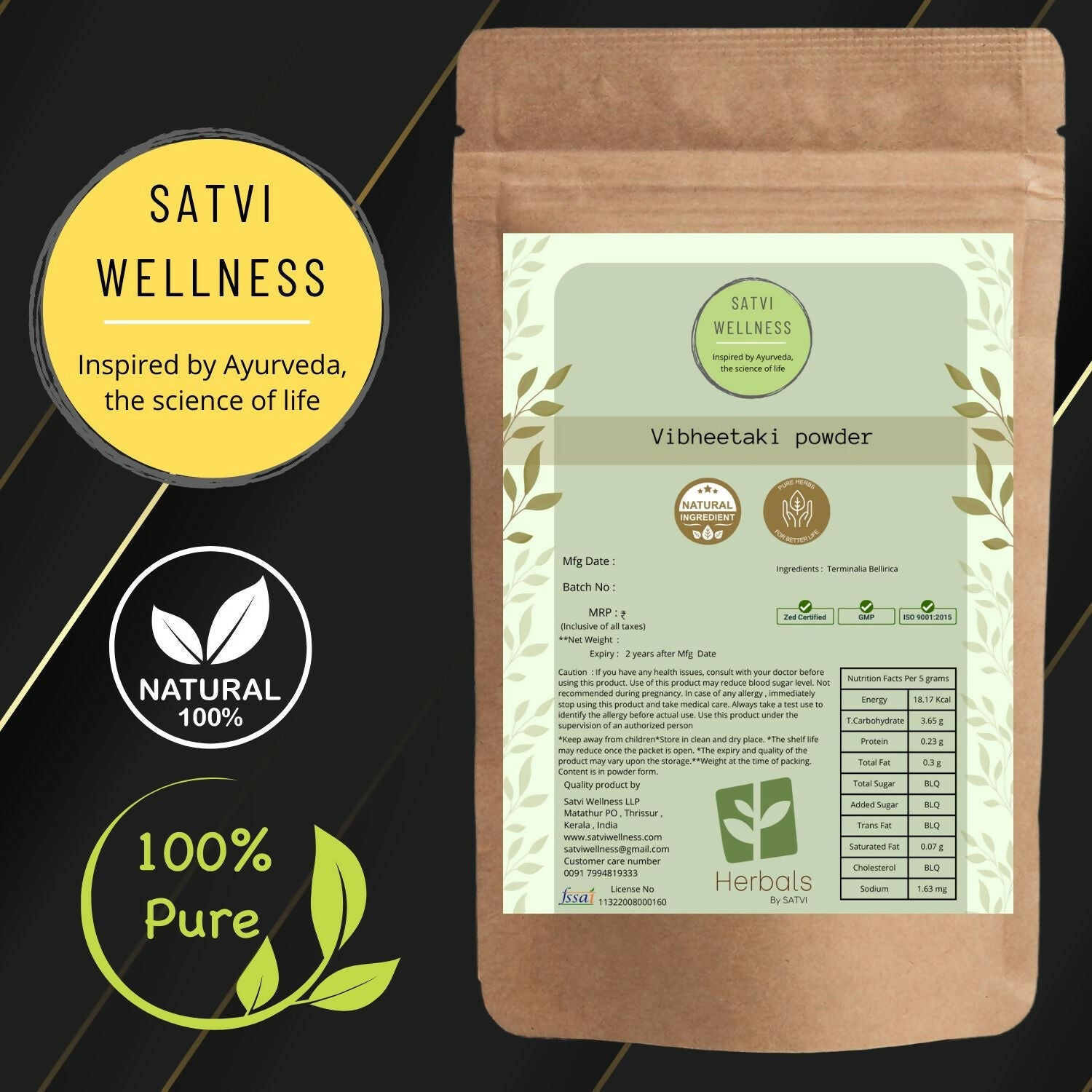 Satvi Wellness Vibhitaki Powder - Swadesiicart
