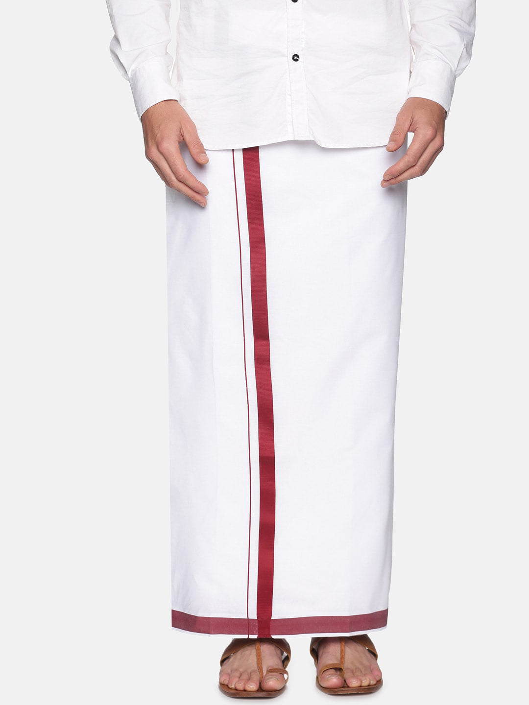 Sethukrishna Men White Solid Dhoti | Swadesiicart