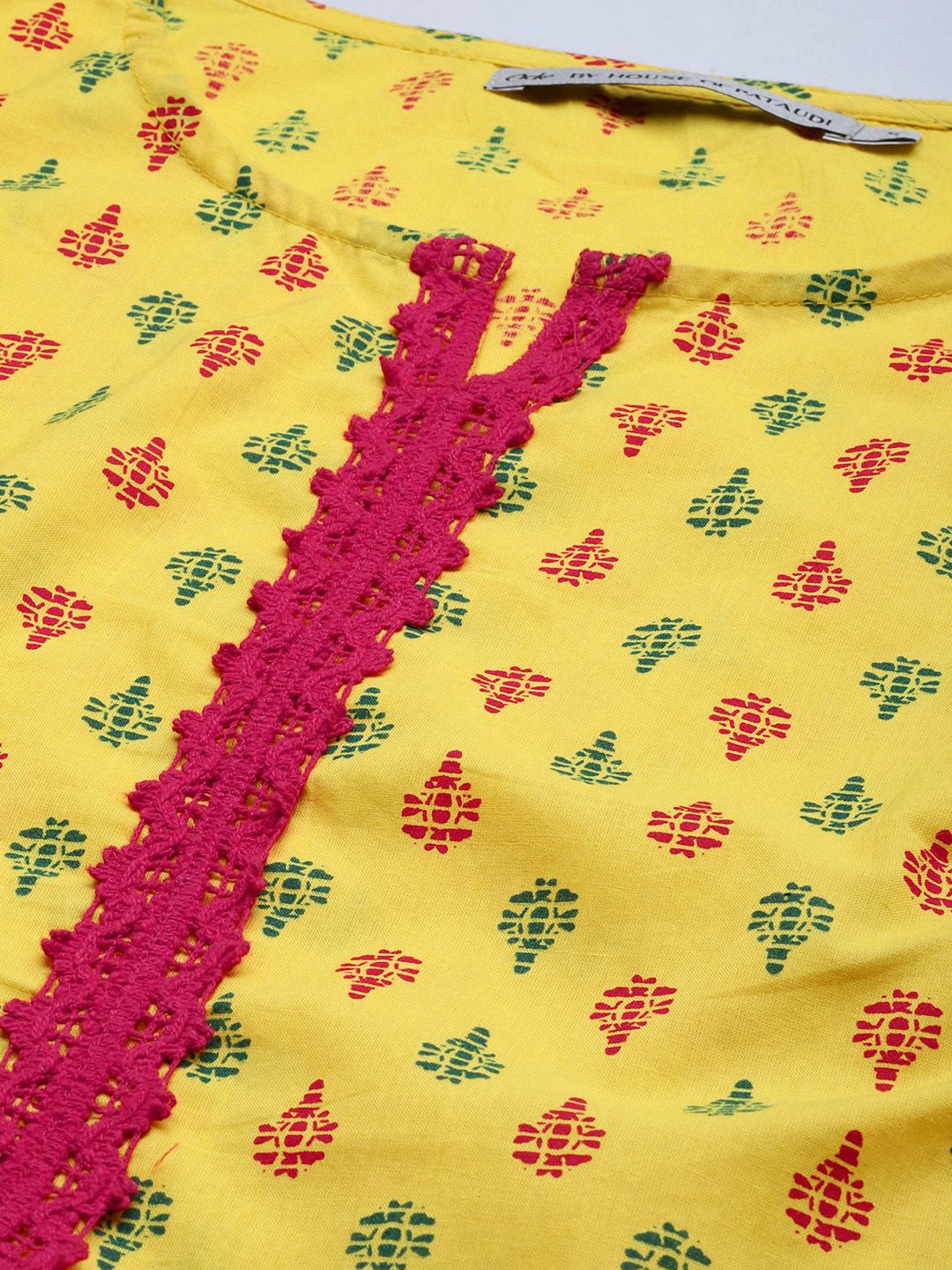 Ode by House of Pataudi Women Yellow Ethnic Motifs Printed Rozana Straight Kurta - Swadesiicart