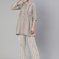 Jaipur Kurti Women Grey Striped Co-Ords - Swadesiicart
