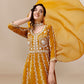 HERE&NOW Floral Lucknowi Chikankari Embroidered Georgette Anarkali Kurta with Dupatta | Swadesiicart