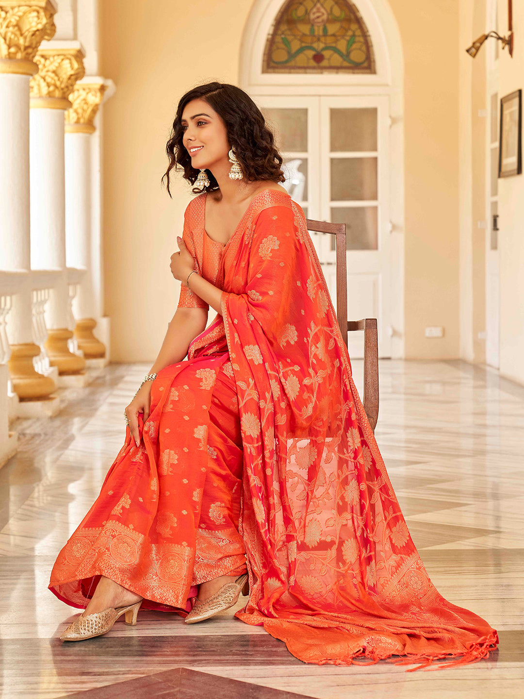 Tikhi Imli Ethnic Motifs Zari Art Silk Saree | Swadesiicart