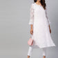 ADA Women Pink & White Chikankari Embroidered Handloom Kurta with Trousers | Swadesiicart