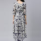 Souchii Floral Printed Chiffon Empire Midi Dress - Swadesiicart