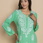 HOUSE OF KARI Floral Embroidered Chikankari A-Line Kurta | Swadesiicart
