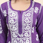 HOUSE OF KARI Women Purple Floral Embroidered Chikankari Pure Cotton Kurta with Palazzos | Swadesiicart