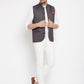 Even Apparels Grey Merino Men Woven Nehru Jacket PW685 | Swadesiicart