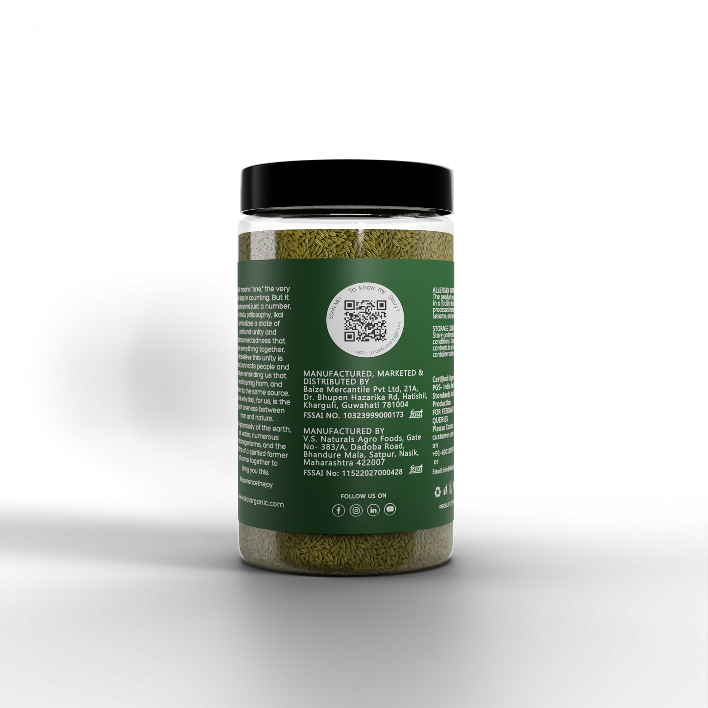 5 - Organic Fennel Seeds - 100g