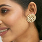 Nuyug 22K Gold-Plated Elegant Kundan Stone Studded & Pearl Beaded Disc Studs | Swadesiicart