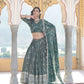 Lorenvalley Green Pure Viscose Jacquard With Embroidered Sequins work Lehenga Choli | Swadesiicart