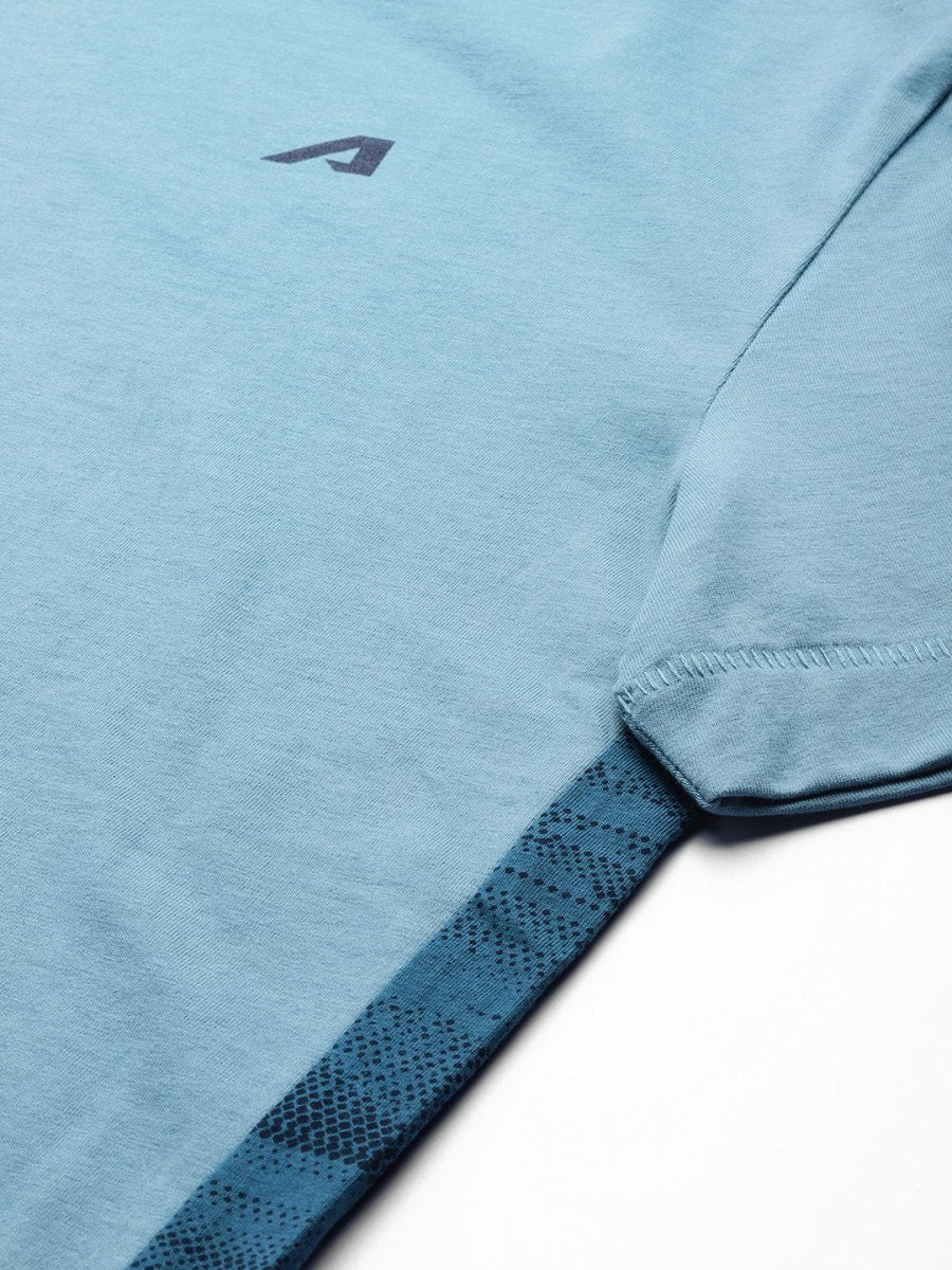 Alcis Men Blue Solid Slim Fit Gym T-shirt | Swadesiicart