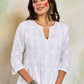 HOUSE OF KARI Women Notch Neck Floral Embroidered Chikankari Shadow Work Cotton Kurta | Swadesiicart
