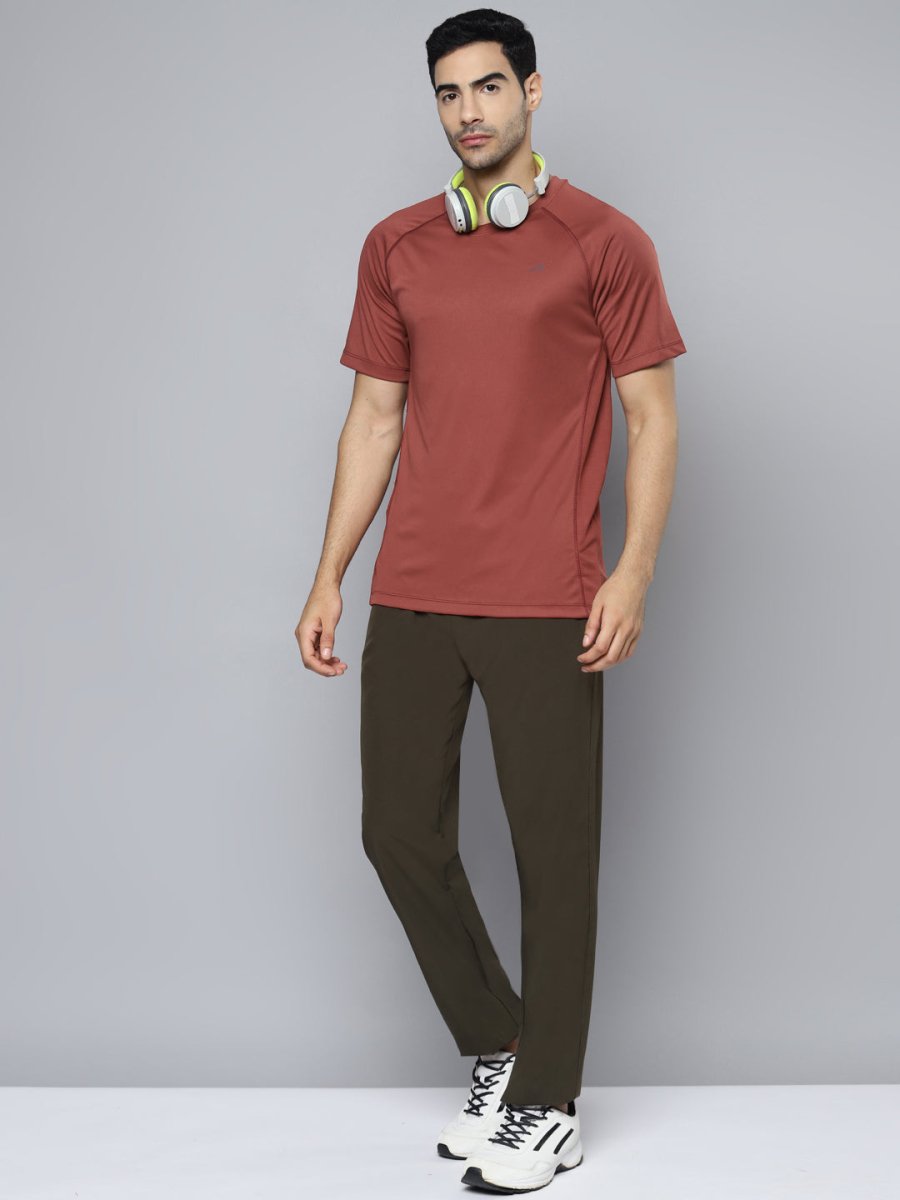 Alcis Men Rust Slim Fit T-shirt | Swadesiicart
