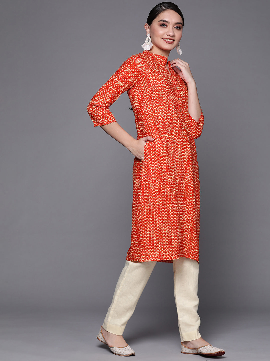 Biba Women Assorted Geometric Printed Kurta - Swadesiicart