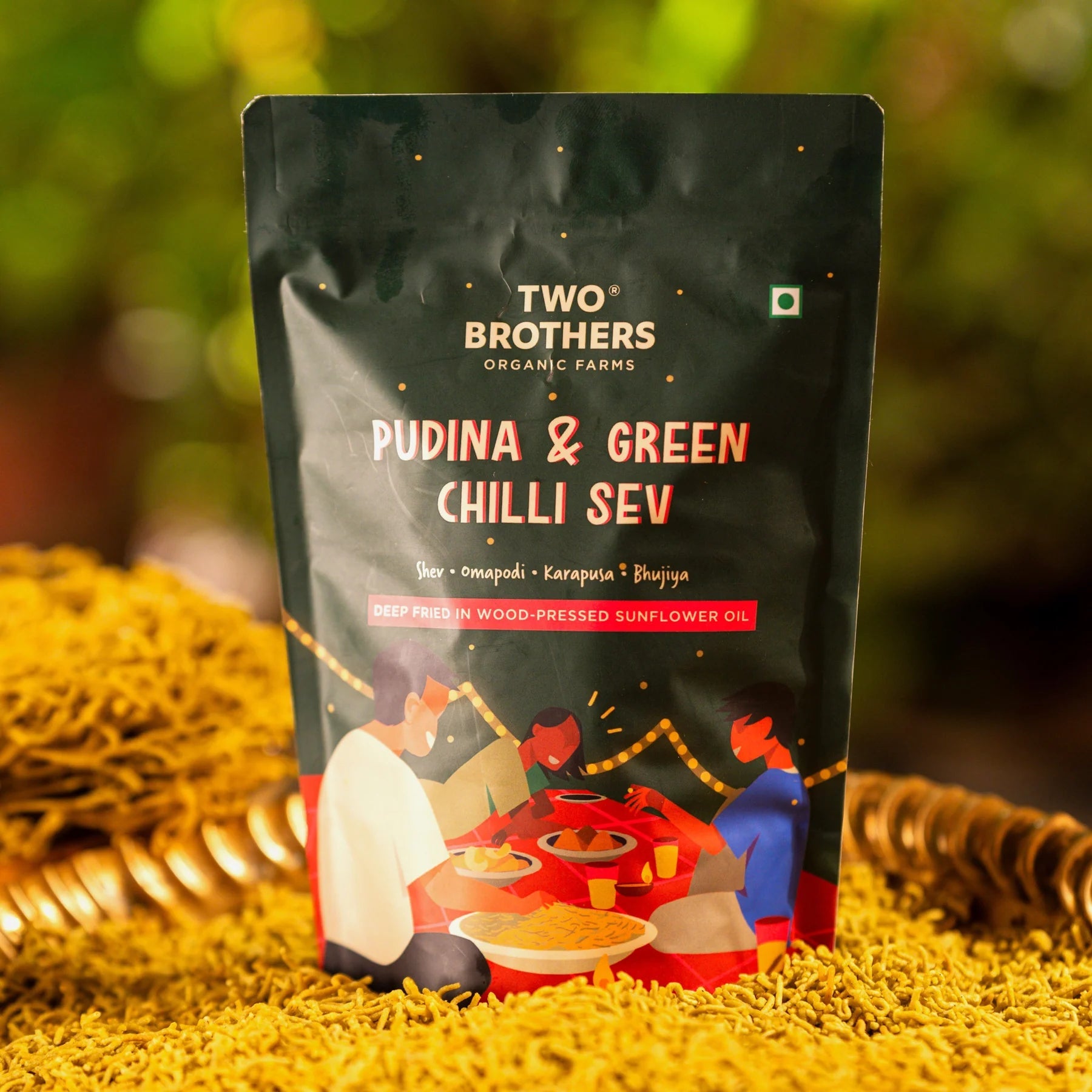Two Brothers Organic Farms Pudina & Green Chilly Sev - Swadesiicart