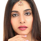 Yellow Chimes Women Gold -Toned Pink & White American Diamond Studded Handcrafted Maang Tikka | Swadesiicart