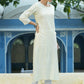 Juniper Light Yellow Ethnic Motif Printed Rayon Kurta With Lace Work - Swadesiicart